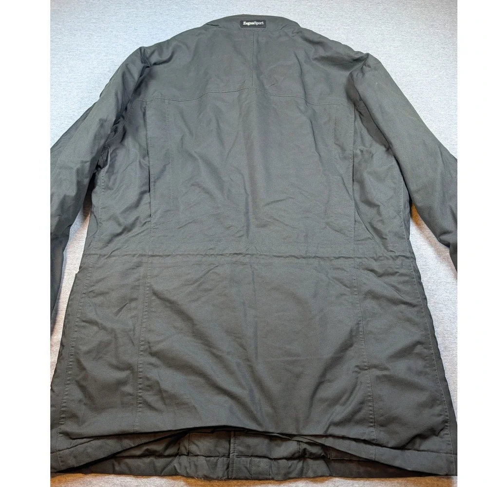 Zegna Sport Microtene Thermore Insulated Parka Jacket Olive Green Hooded Mens XL